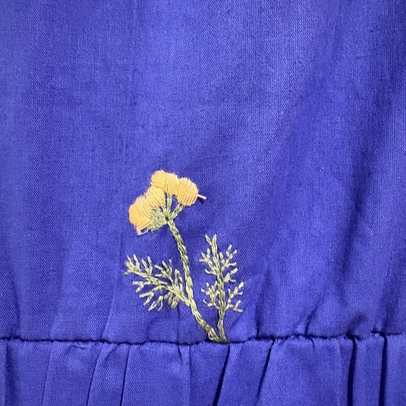 Blue Floral Embroidered Tiered Midi Dress with Ruffle Detail - Picture 7 of 7